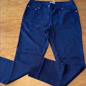 Eric Navy Snakeskin Textured Pants